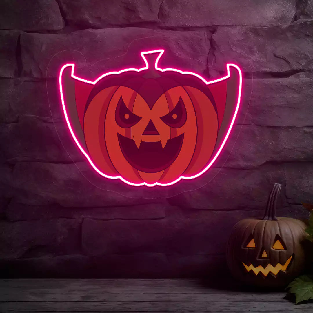 Vampire Pumpkin Neon Artwork | Pink