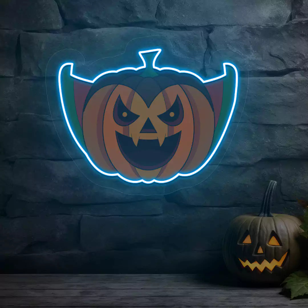 Vampire Pumpkin Neon Artwork | Iceblue