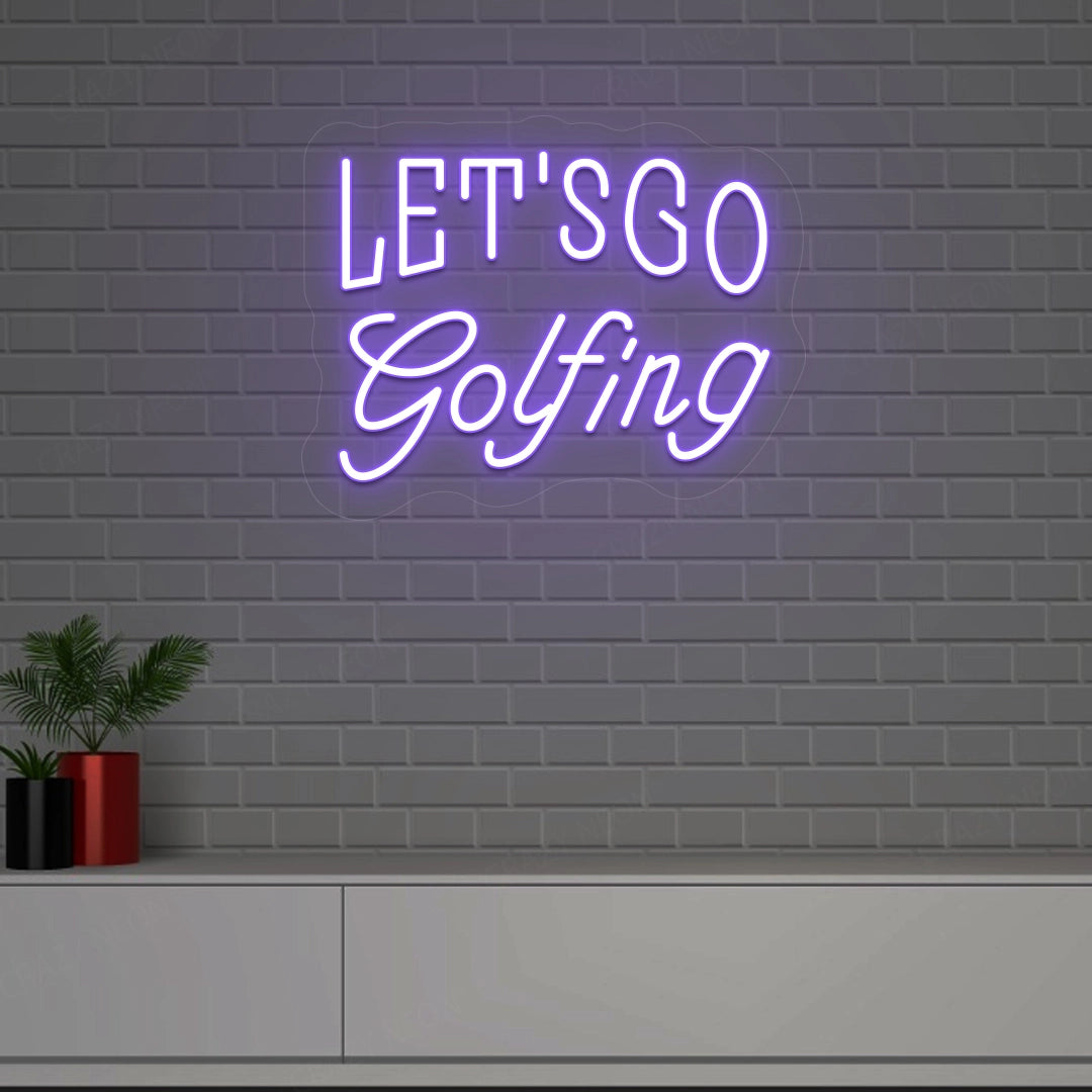 Let's Go Golfing Neon Sign | Purple