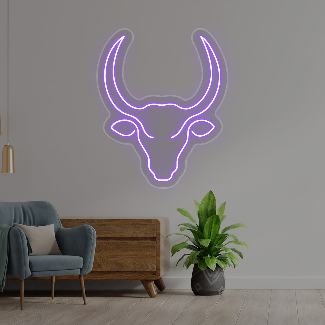 Bull Head Neon Sign | CNUS016400 | Purple