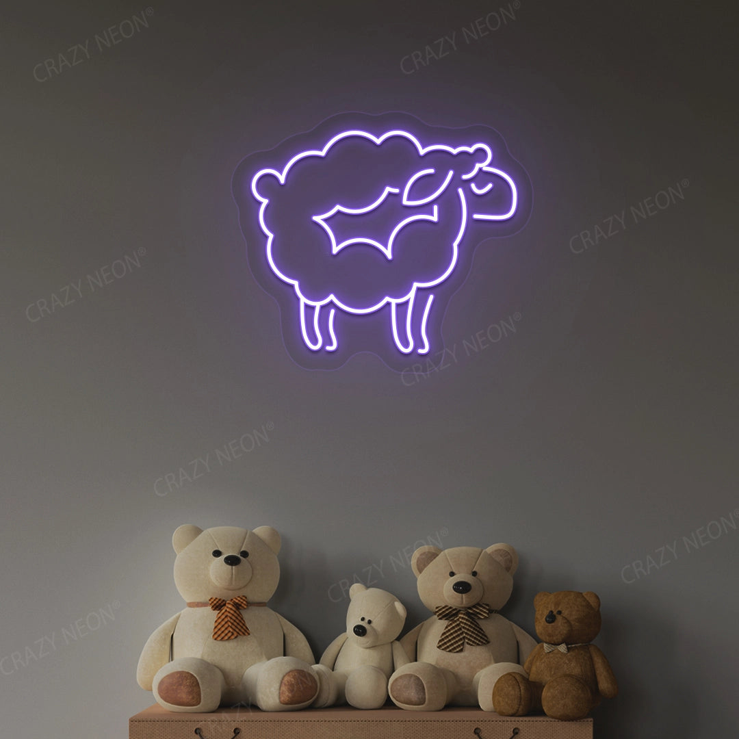 Sheep Icon Neon Sign | Purple