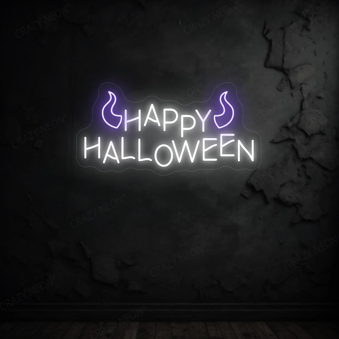 Happy Halloween Neon Sign | Purple  