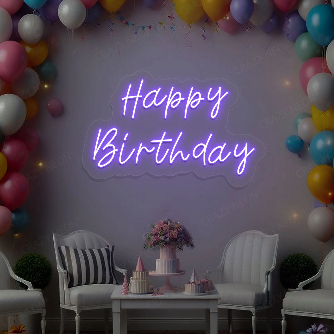 Happy Birthday Neon Sign | Purple