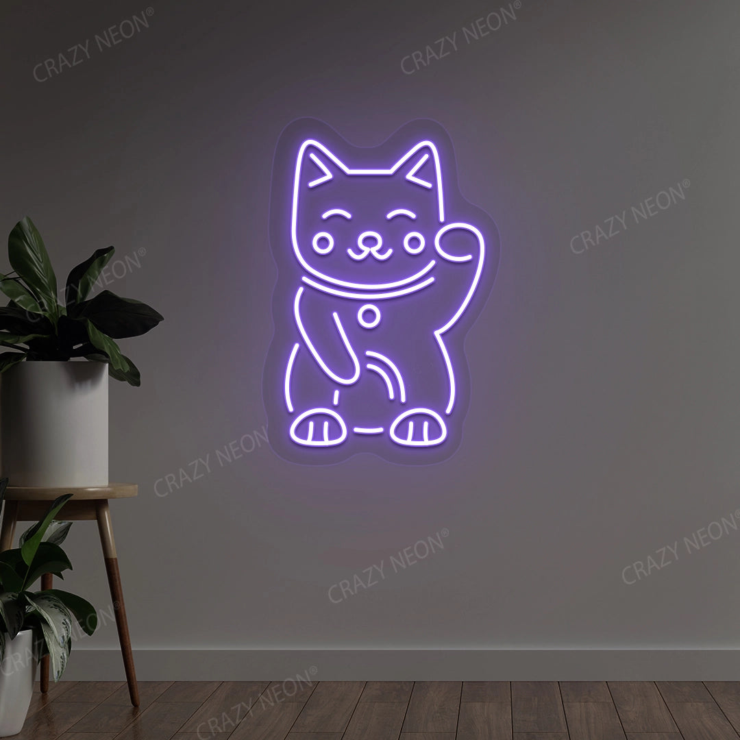 Charming Cat Neon Sign | Purple