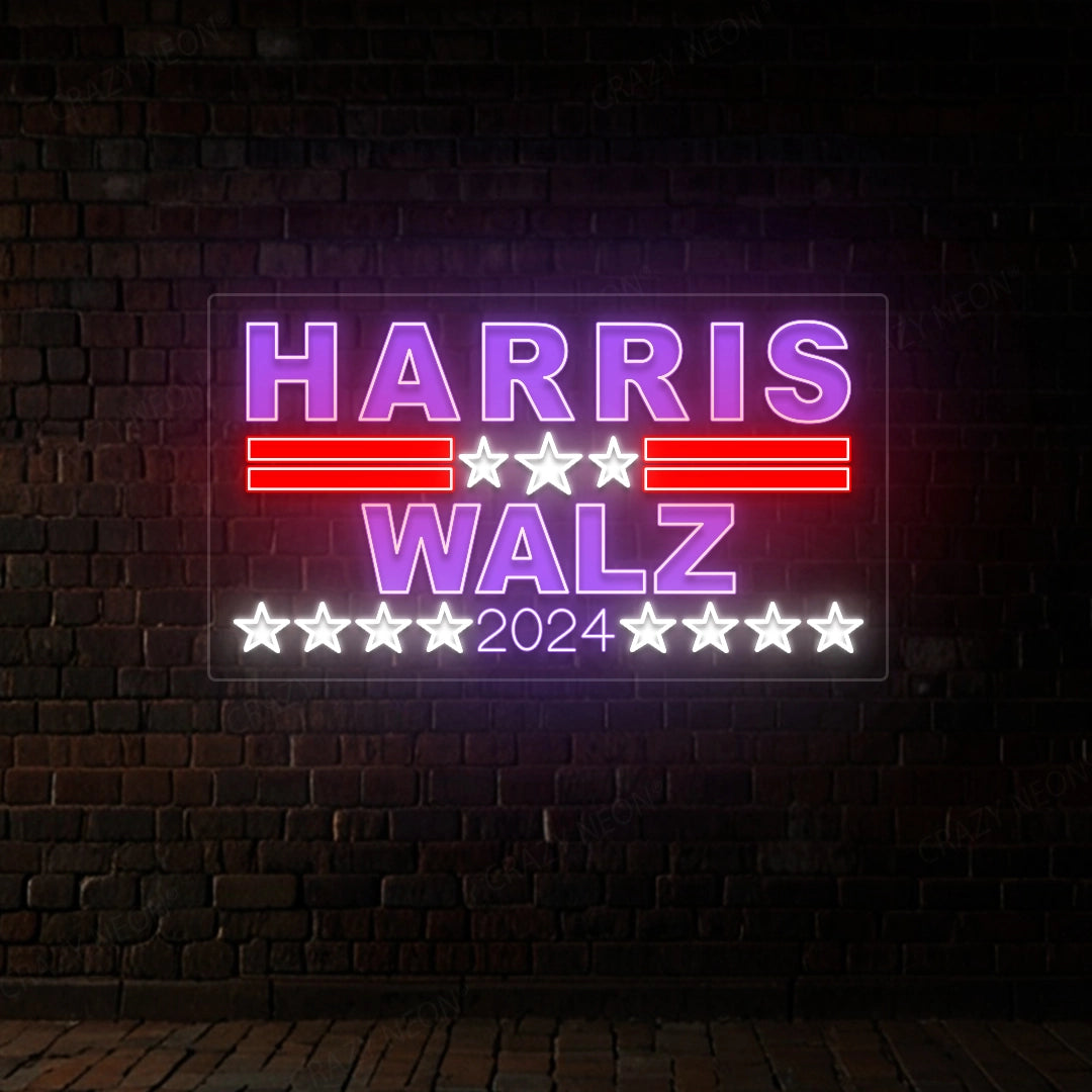 Harris Walz 2024 Political Neon Sign