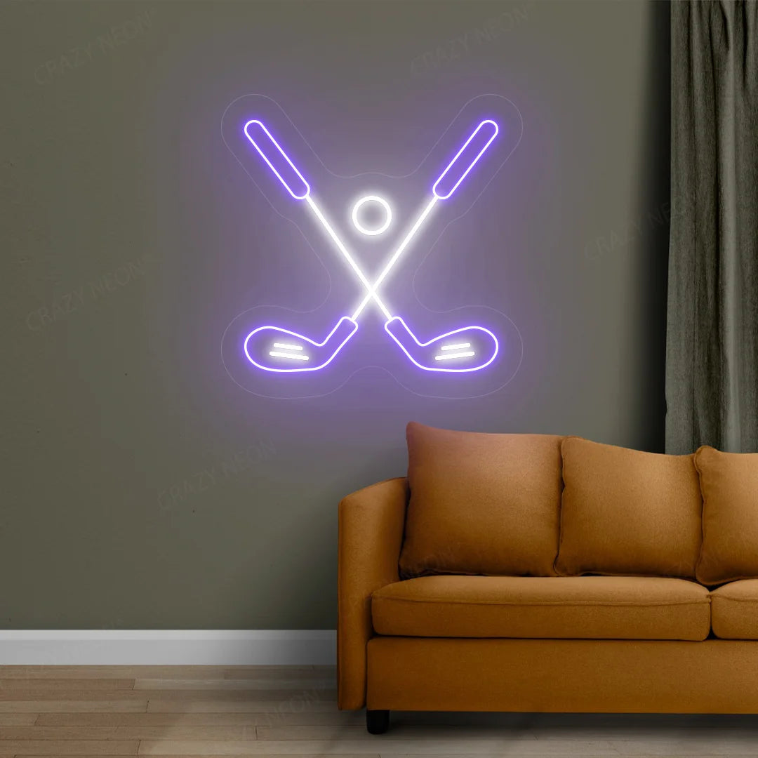 Golf Stick and Ball Neon Sign | Purple