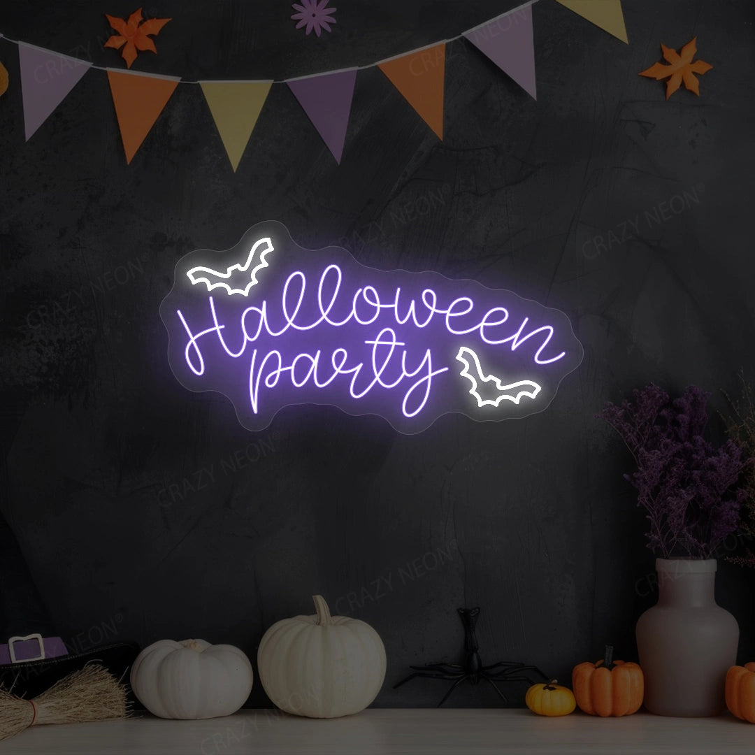 Halloween Party Neon Sign | Purple