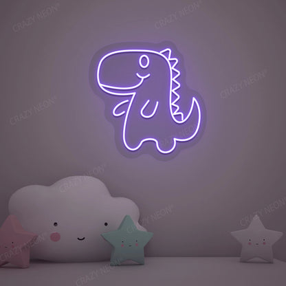 Cute Little Dinosaur Neon Sign | Purple