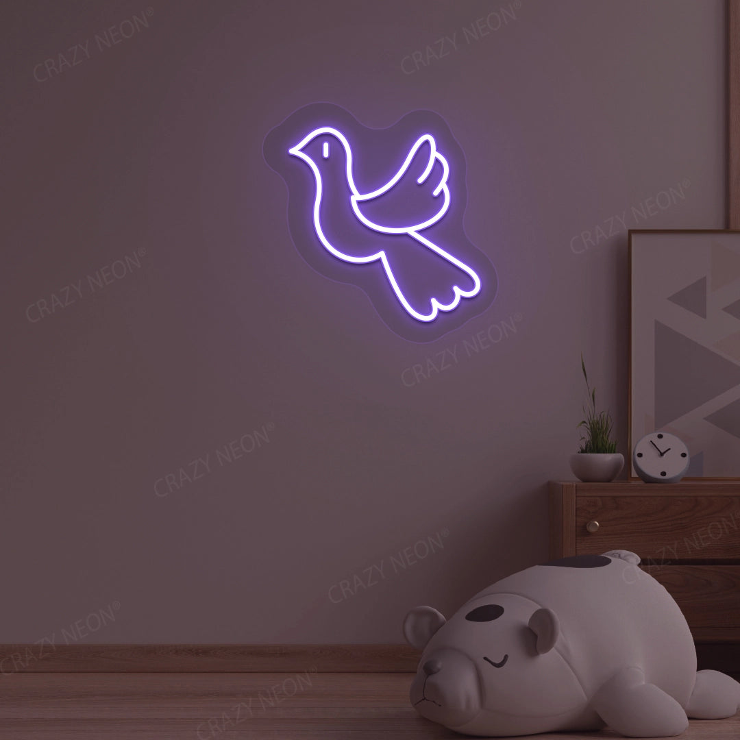 Dove Bird Neon Sign | Purple