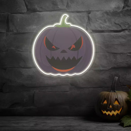 Sinister Purple Pumpkin Neon Artwork | Warmwhite