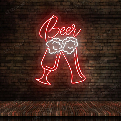 Beer Glass Multicolor Neon Sign