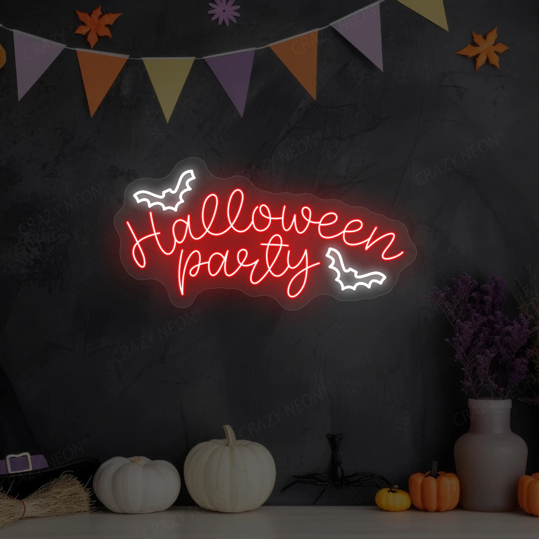 Halloween Party Neon Sign | Red