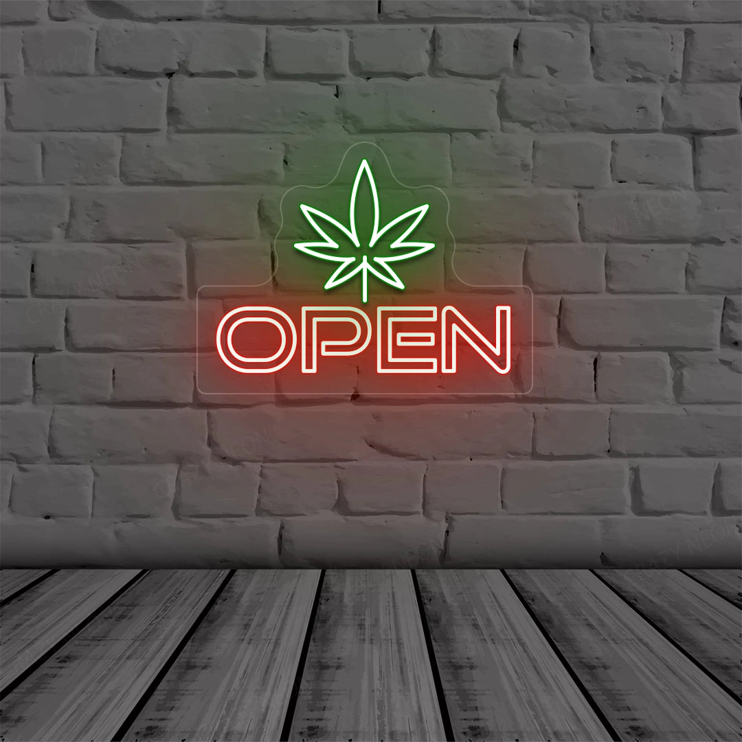 Weed Open Sign | red