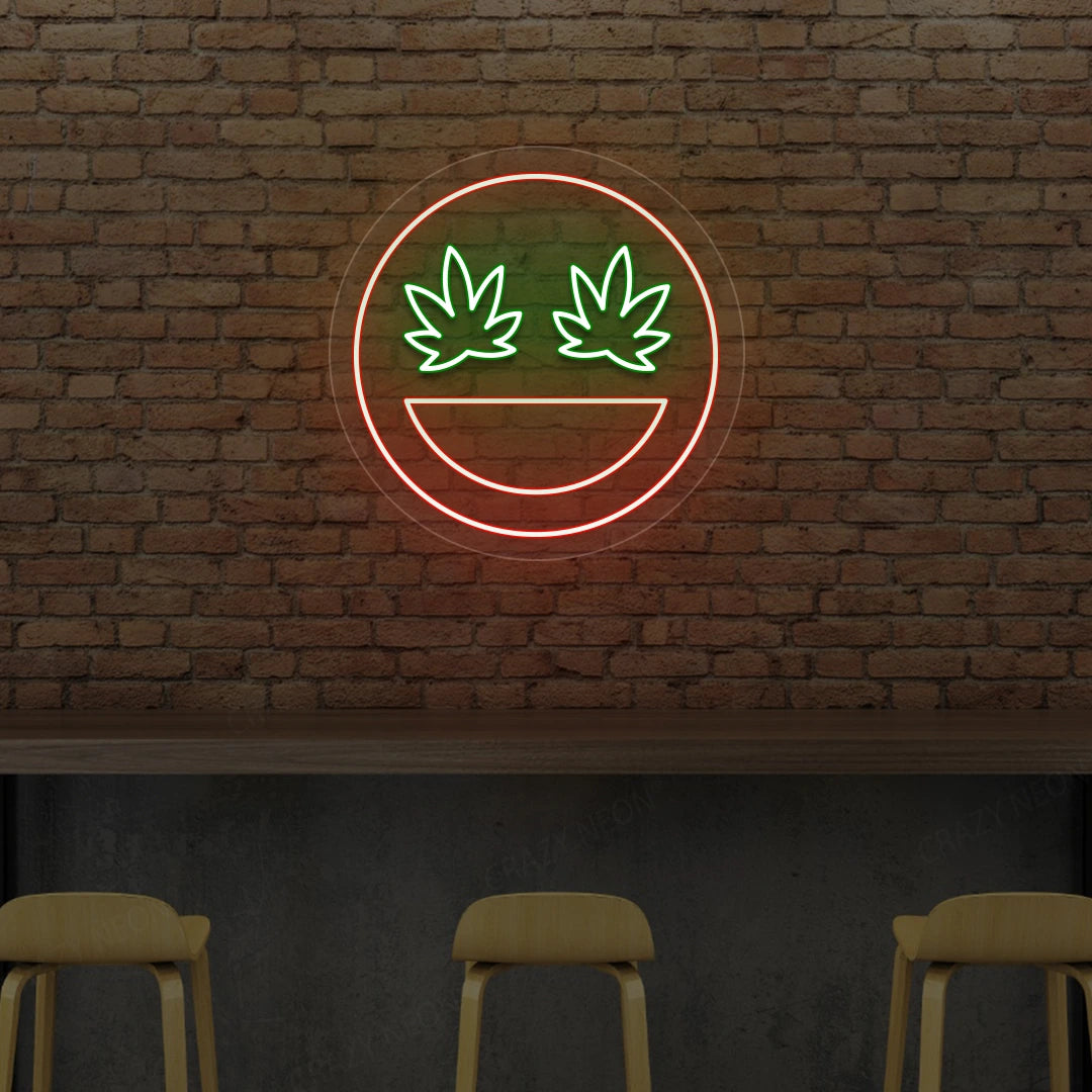 Smiley Weed Neon Sign | red