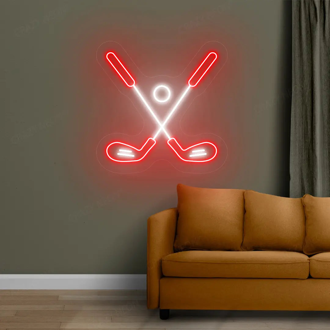 Golf Stick and Ball Neon Sign | Red