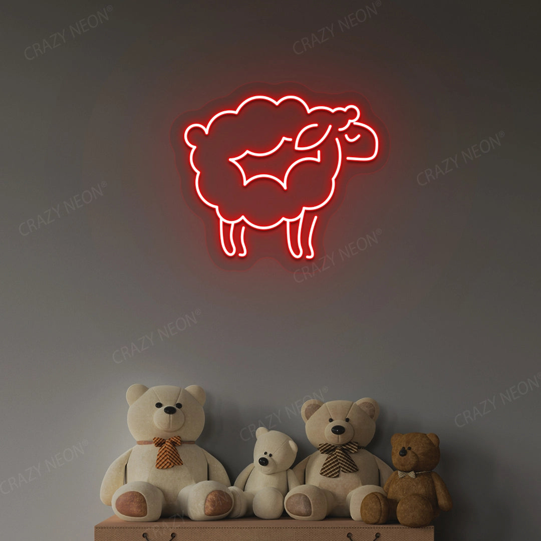 Sheep Icon Neon Sign | Red