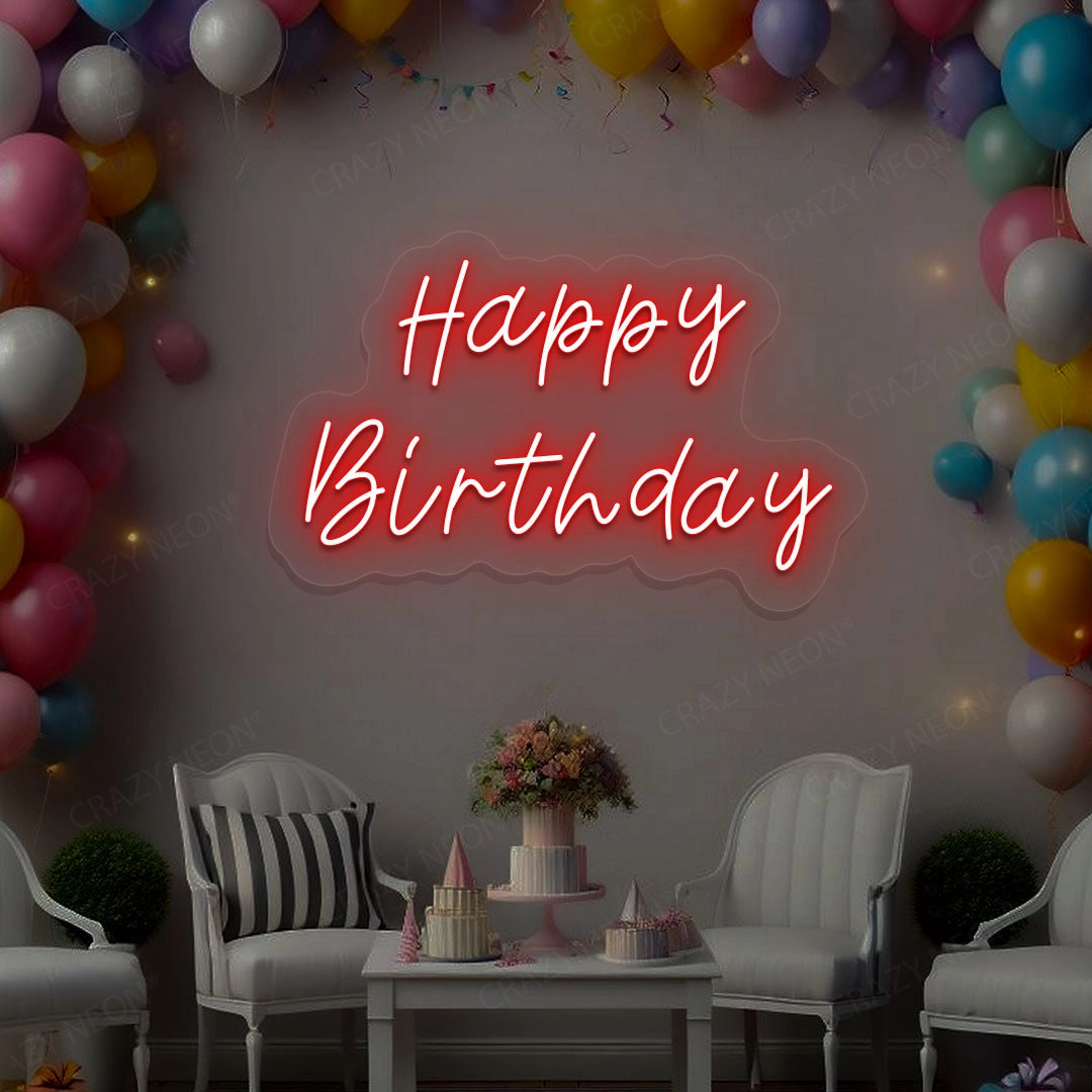 Happy Birthday Neon Sign | Red