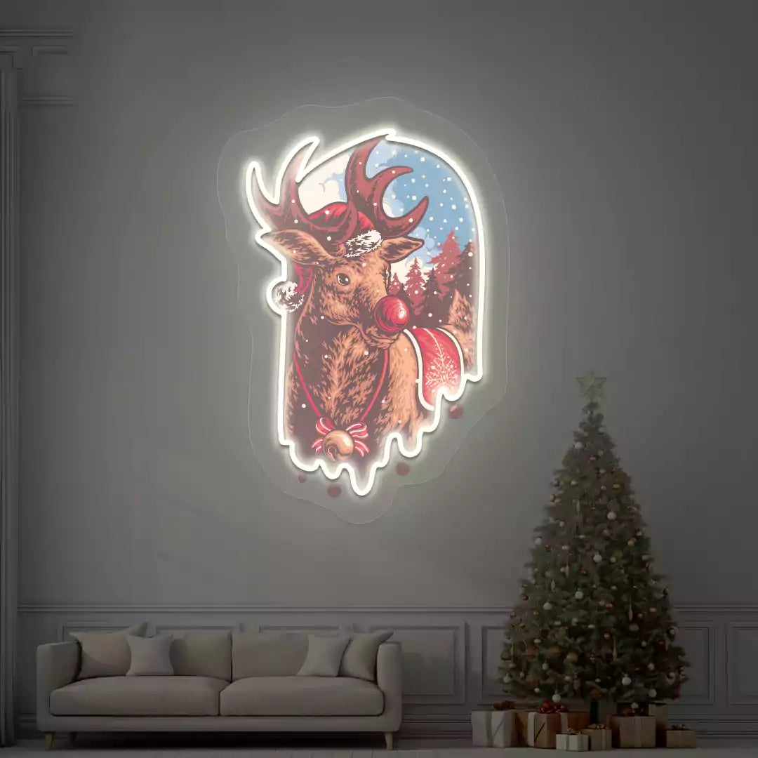 Red Nose Reindeer Neon Artwork | Warmwhite