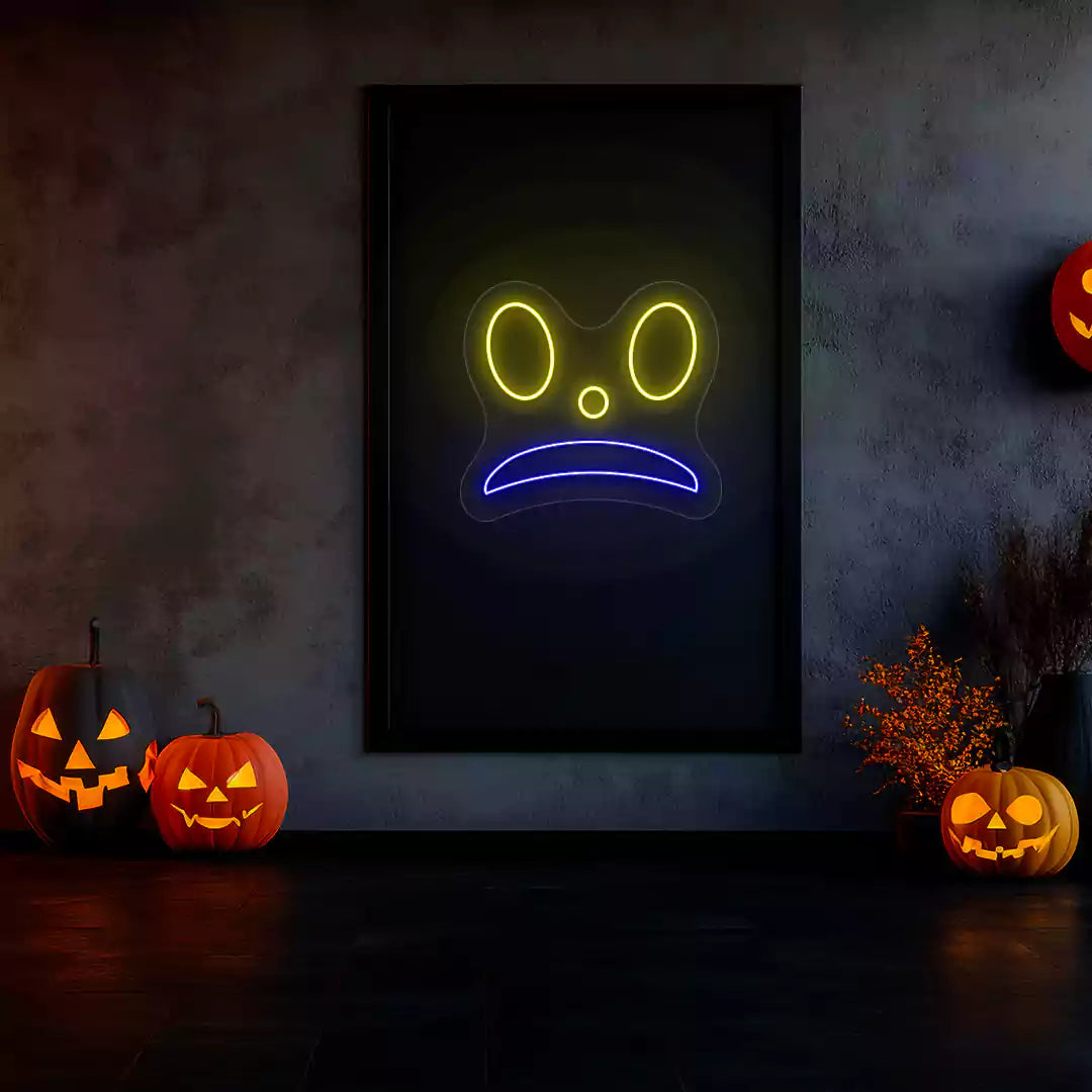 Sad Face Neon Sign | Blue