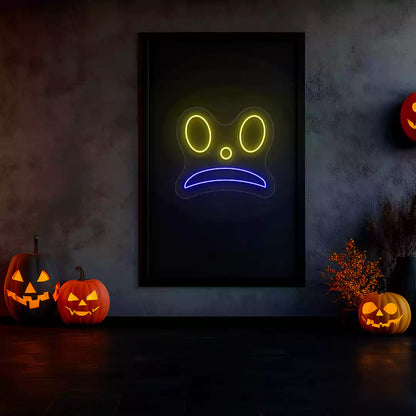 Sad Face Neon Sign | Blue