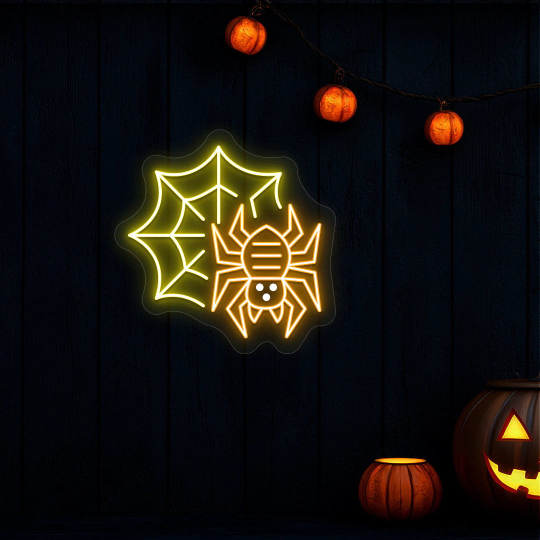 Spider Web Neon Sign | Yellow