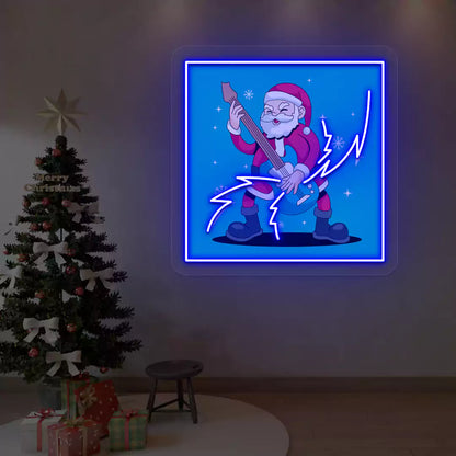 Rockstar Santa Neon Artwork | Blue