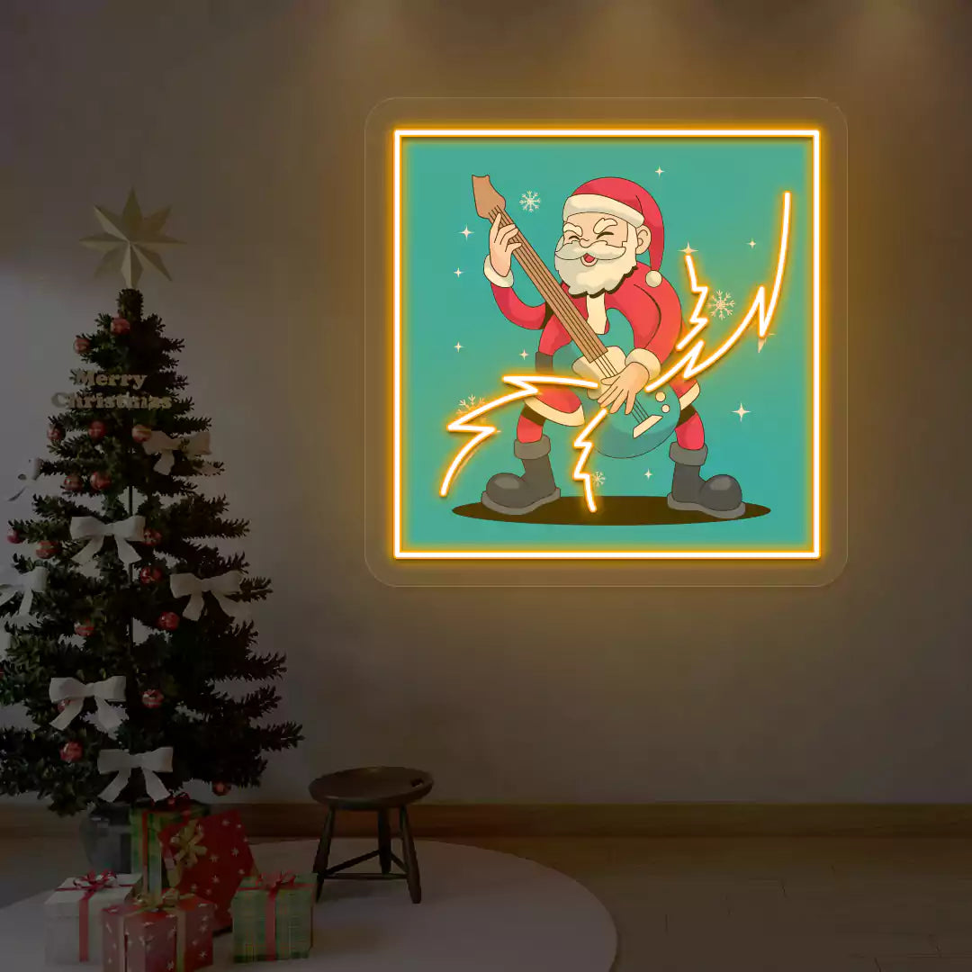 Rockstar Santa Neon Artwork | Orange