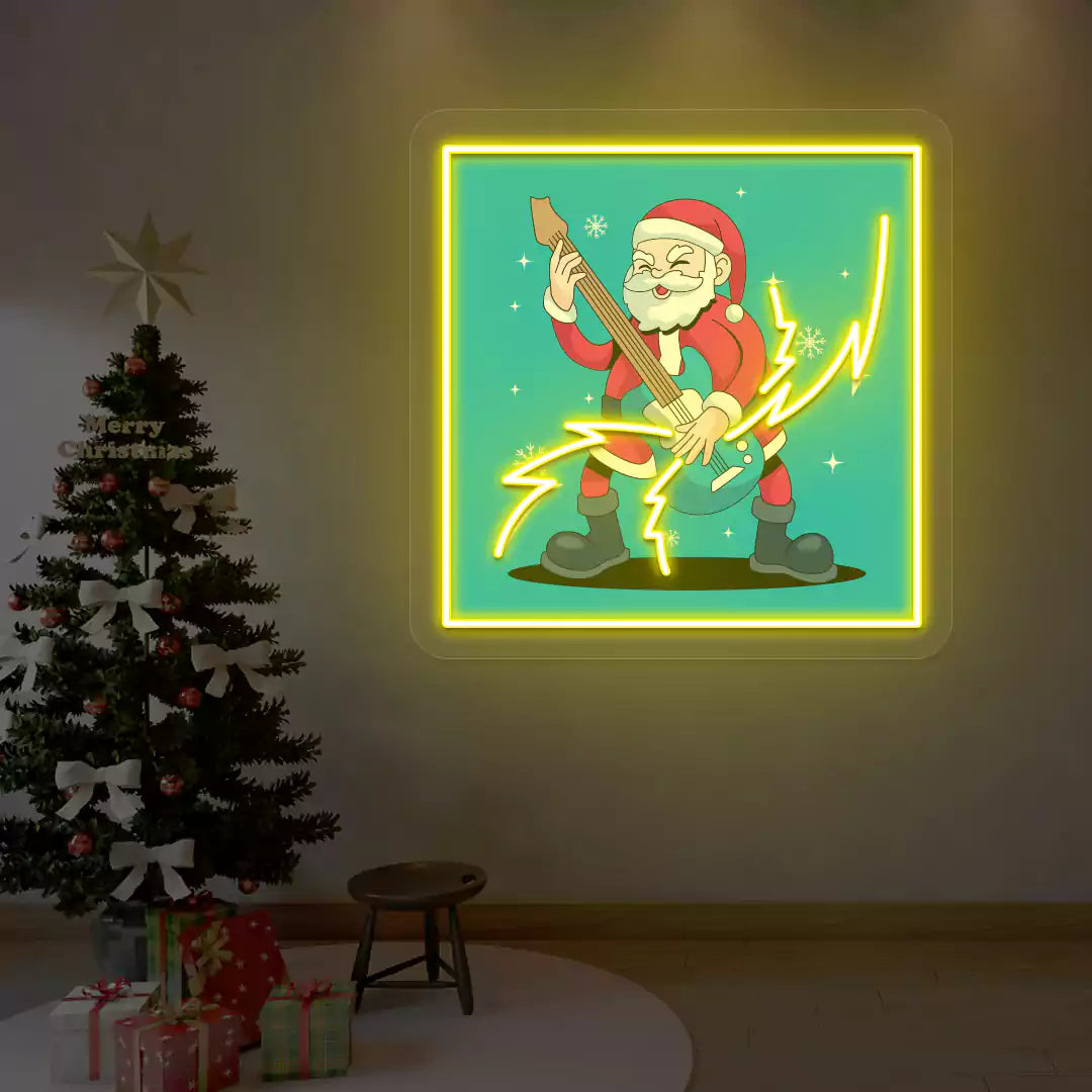 Rockstar Santa Neon Artwork | Yellow
