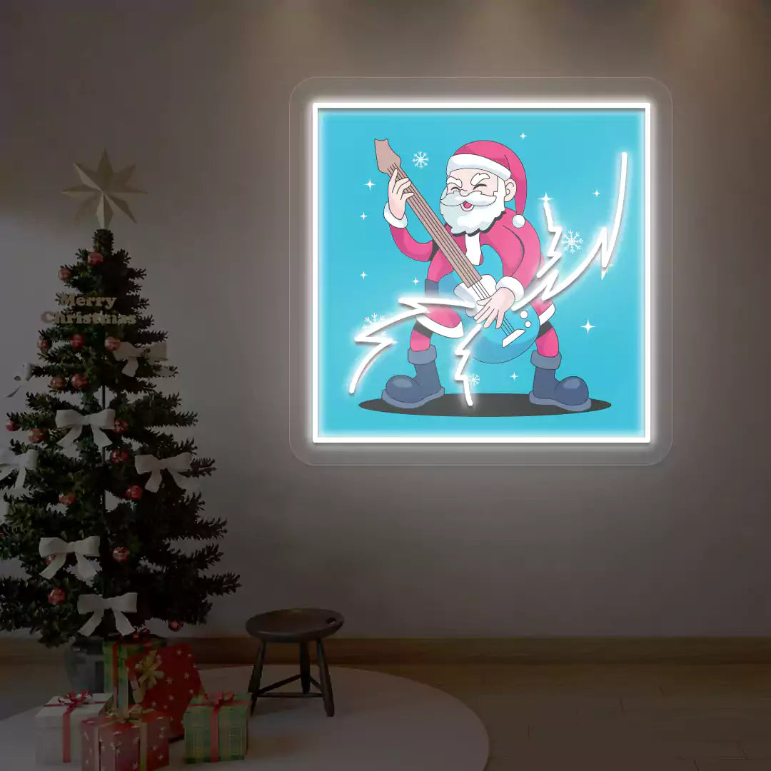 Rockstar Santa Neon Artwork | White