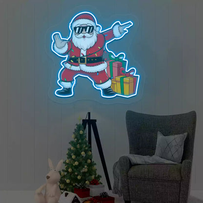 Santa's Cool Gift Parade Neon Artwork | Iceblue