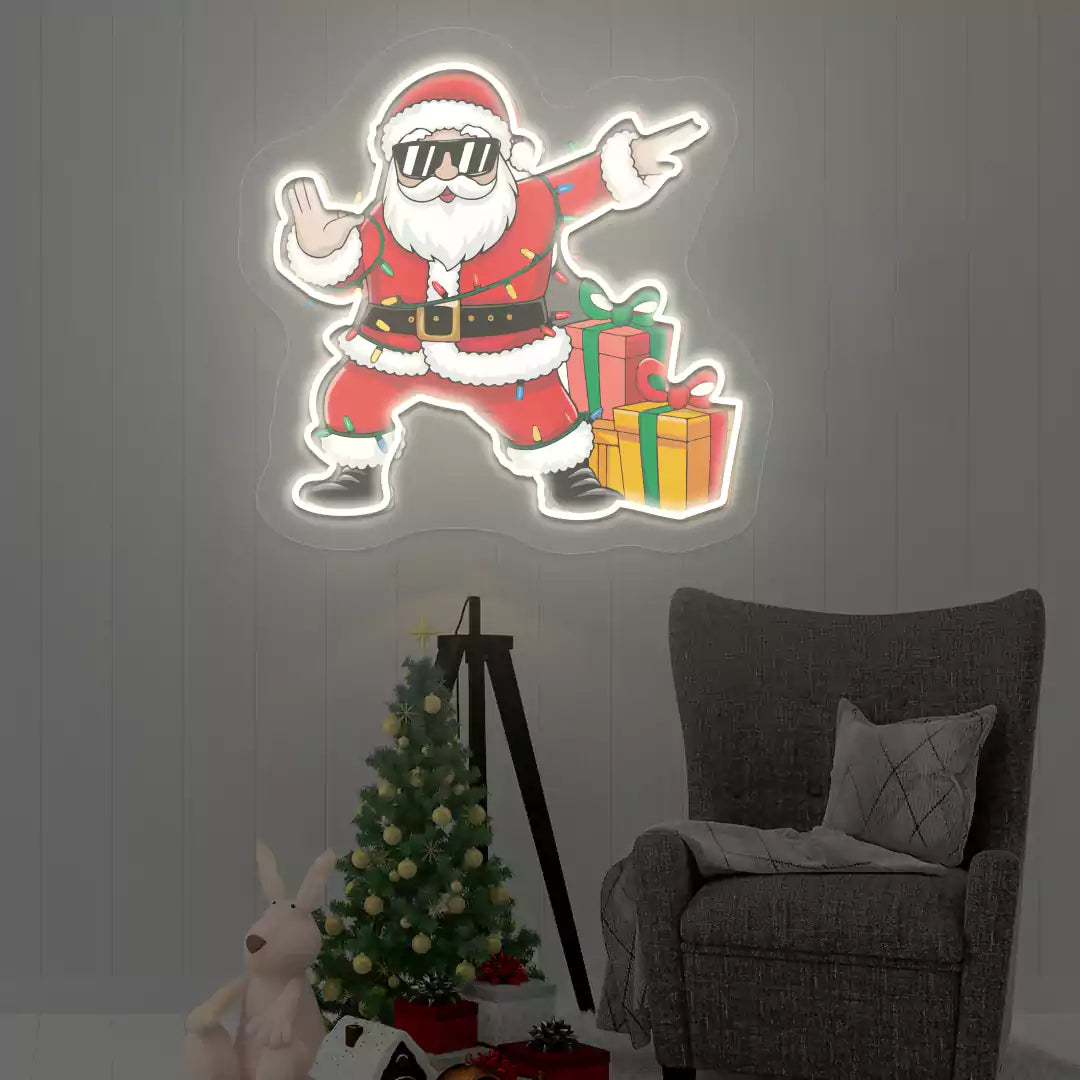 Santa's Cool Gift Parade Neon Artwork | Warmwhite
