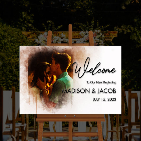 Personalized Picture Wedding Welcome Sign