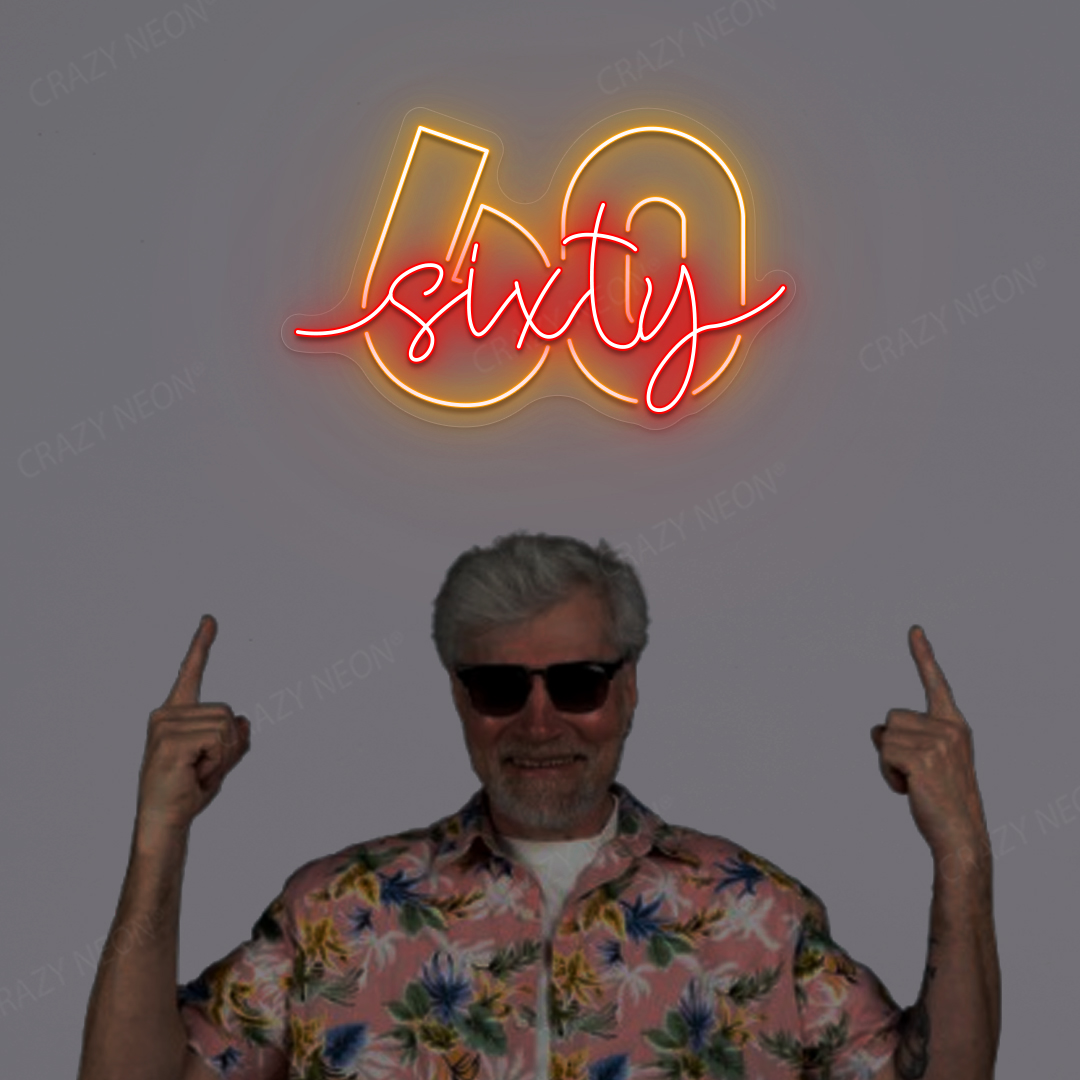 Sixty Neon Sign - 60th Party Backdrop Light | Red
