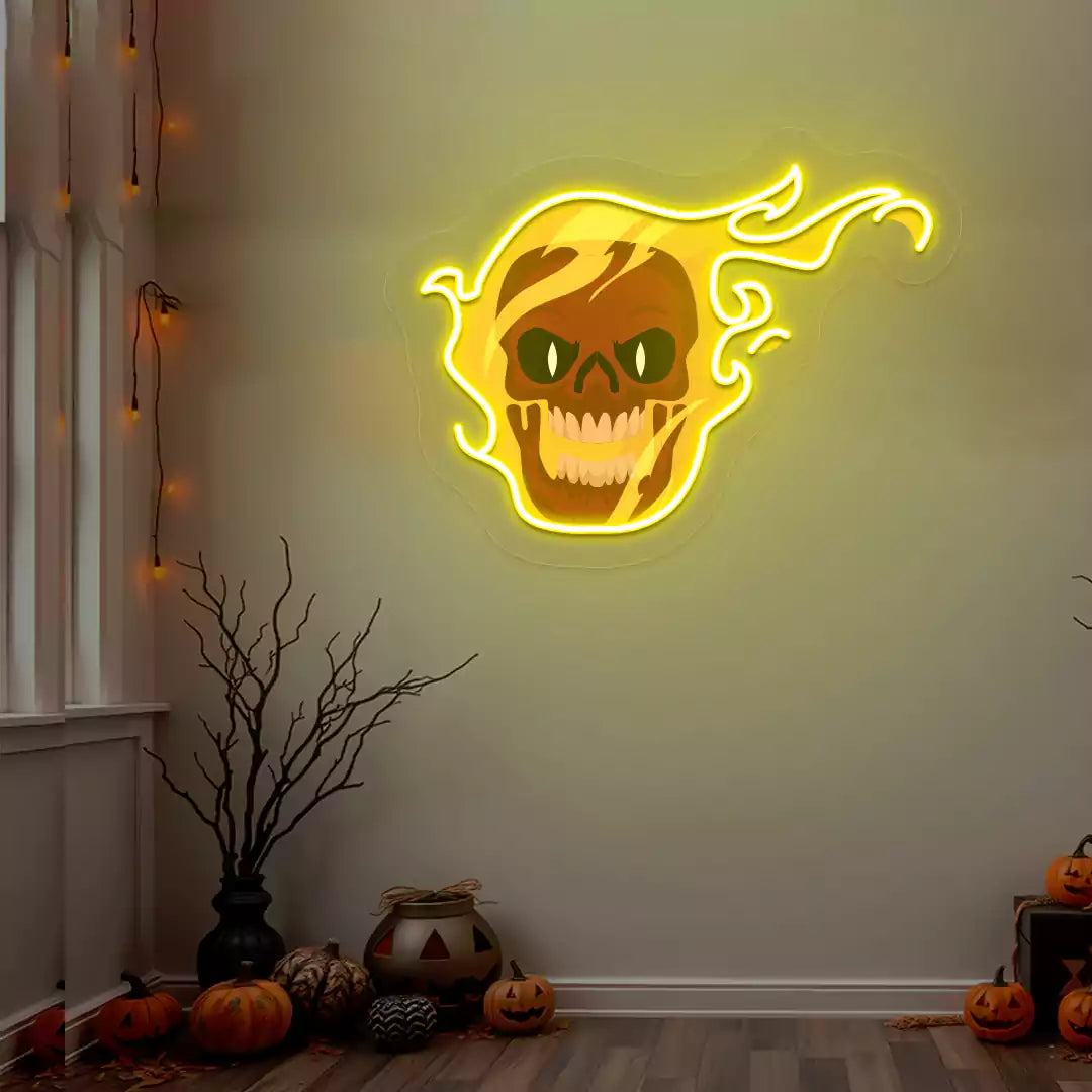 Skull Rider Neon Artwork | Yellow