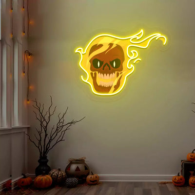 Skull Rider Neon Artwork | Yellow