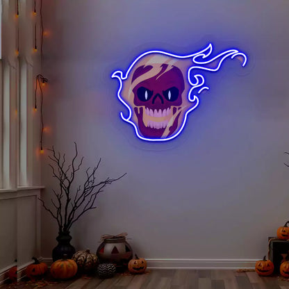 Skull Rider Neon Artwork | blue