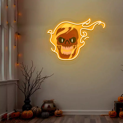 Skull Rider Neon Artwork | Orange