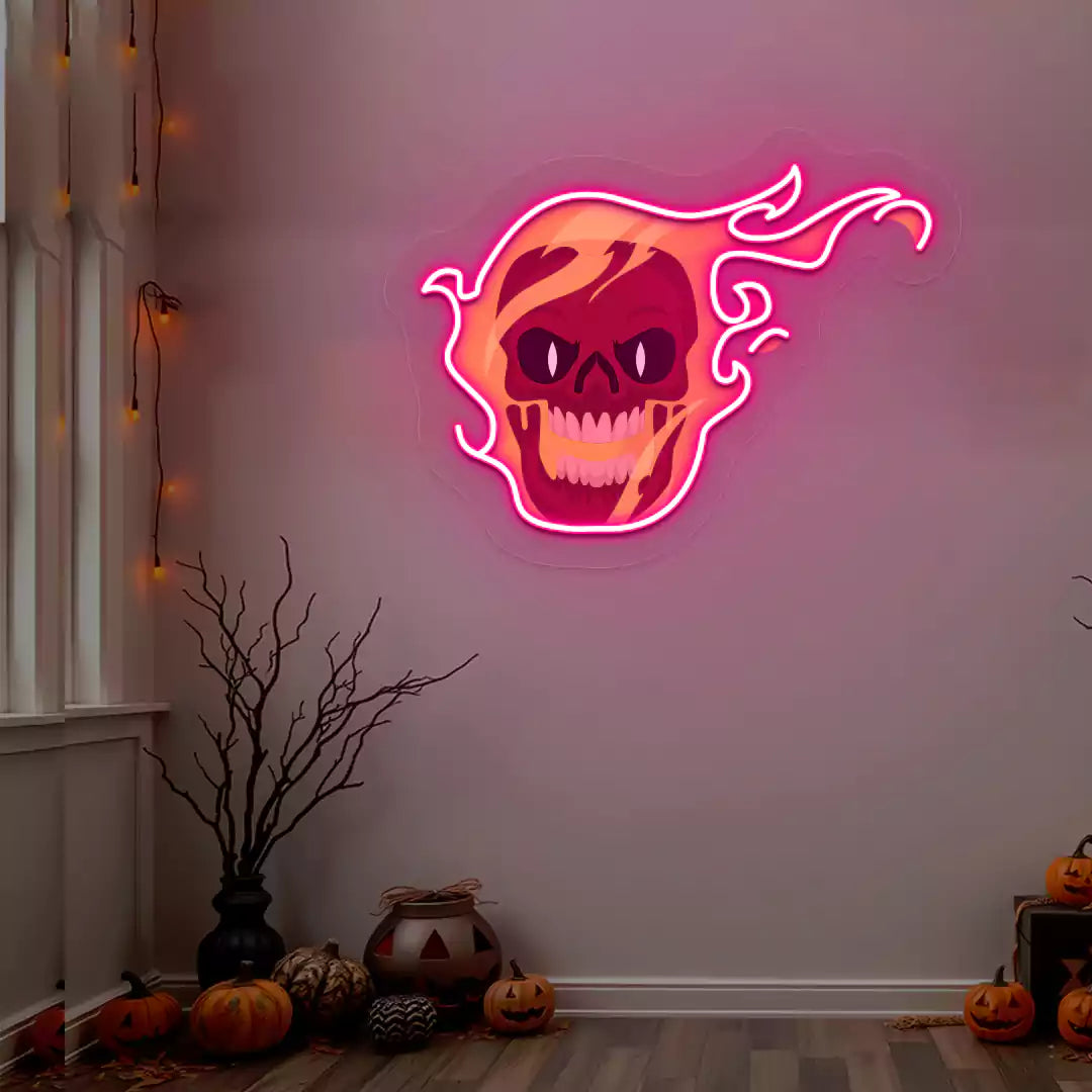 Skull Rider Neon Artwork | Pink