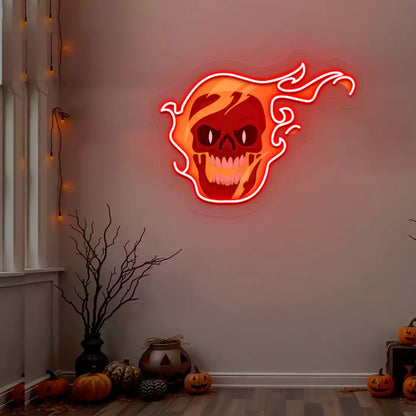 Skull Rider Neon Artwork | Red