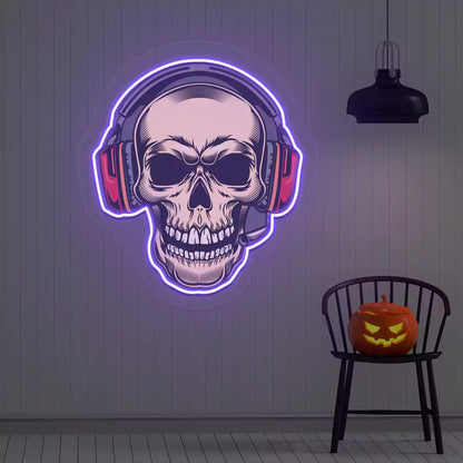 DJ Skeleton Neon Artwork | Purple