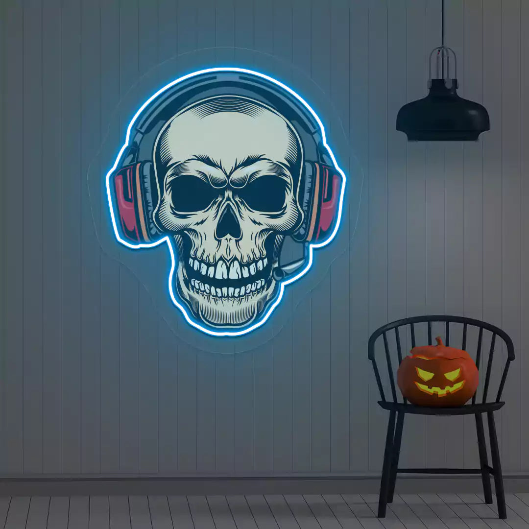 DJ Skeleton Neon Artwork | Iceblue