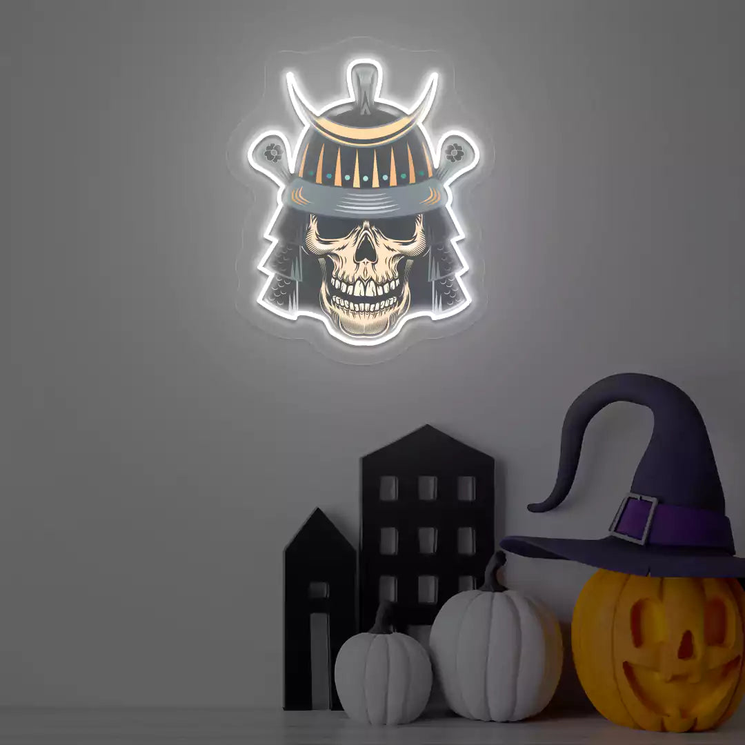 Samurai Skull Neon Artwork | Warmwhite