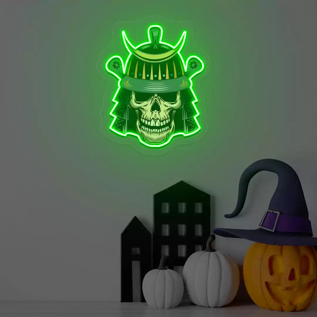 Samurai Skull Neon Artwork | Green