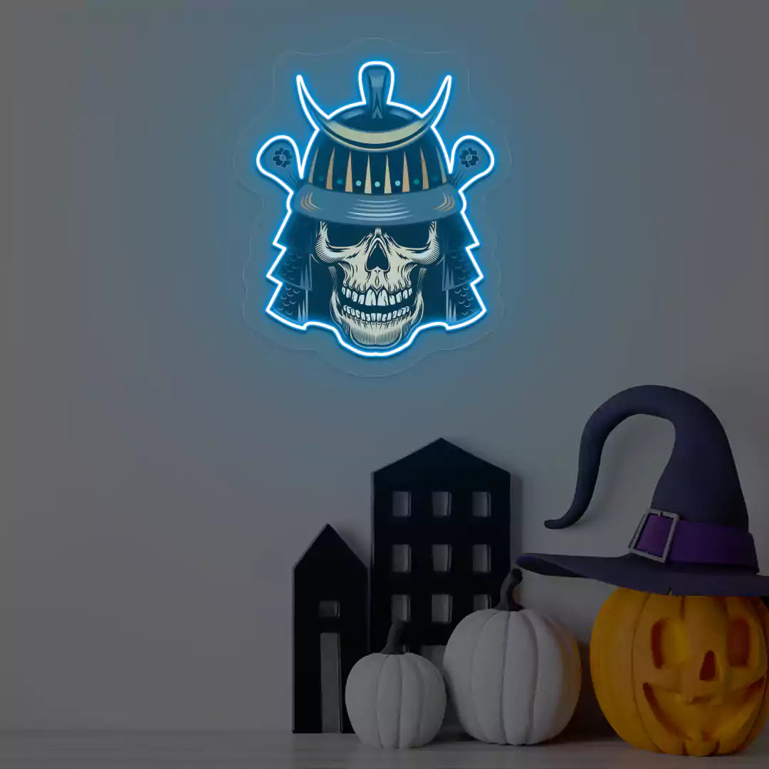 Samurai Skull Neon Artwork | Iceblue