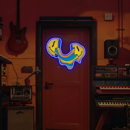 Crack n’ Ooze Smiley Neon Artwork | Blue