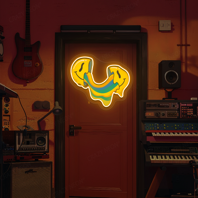 Crack n’ Ooze Smiley Neon Artwork | Orange