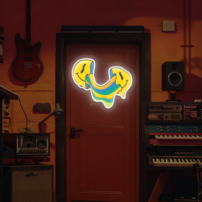 Crack n’ Ooze Smiley Neon Artwork | White