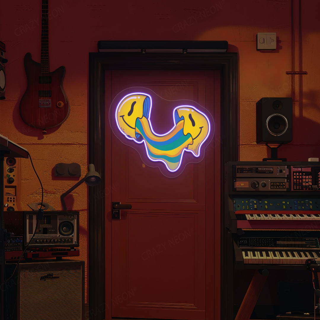 Crack n’ Ooze Smiley Neon Artwork | Purple