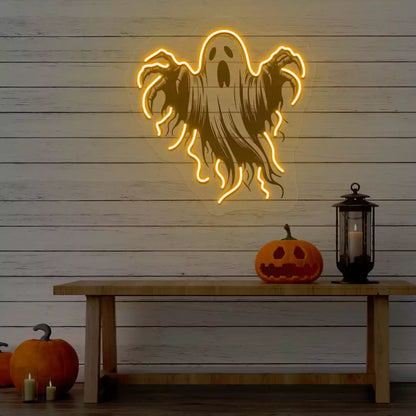Floating Phantom Neon Artwork | Orange
