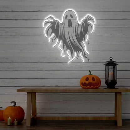 Floating Phantom Neon Artwork | White